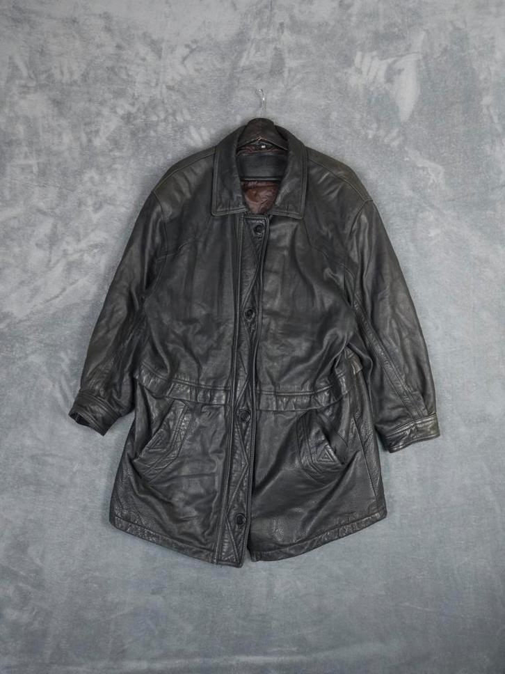 Donnay Leren Jas Zwart Vintage Oversized 46, Kleding | Heren, Jassen | Winter, Zo goed als nieuw, Maat 46 (S) of kleiner, Zwart
