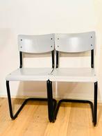 Set van 2 grijze stoelen met zwart frame, Huis en Inrichting, Stoelen, Gebruikt, Twee, Ophalen of Verzenden, Metaal