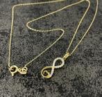 14 karaats gouden ketting met infinity en hart hanger