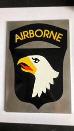 Airborne logo op metalen plaatje, Ophalen of Verzenden, Landmacht, Amerika, Embleem of Badge