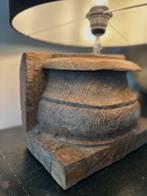 Oude houten poer lamp India zonder de kap sober, Ophalen of Verzenden