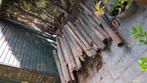 Gratis Sloophout, houten palen, hout, Doe-het-zelf en Verbouw, Hout en Planken, Ophalen, Gebruikt, 50 mm of meer, Balk