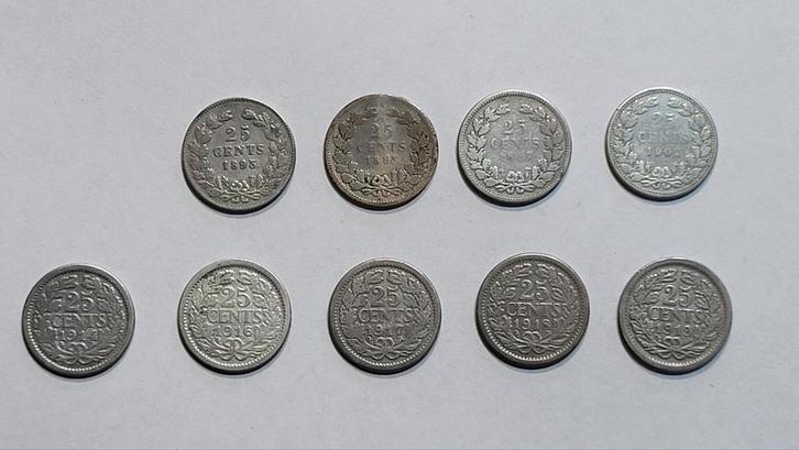 Kwartjes 25 cent Wilhelmina - Diverse Jaartallen, Postzegels en Munten, Munten | Nederland, Setje, 25 cent, Koningin Wilhelmina