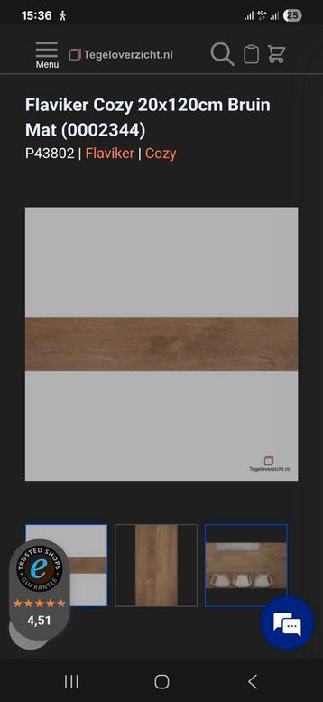 Flaviker Cozy Bruin Mat 20x120cm Tegels beschikbaar voor biedingen