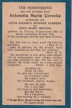 Tabbers Antonetta 1917 Tilburg 1927, Ophalen of Verzenden, Bidprentje