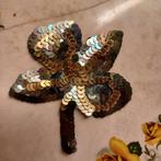 Vintage applicatie met pailletten, bloem,groengrijs,roségoud, Ophalen of Verzenden