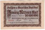 Duitsland staatsbank Beieren 20 Miljoen Mark 1923XF, Postzegels en Munten, Bankbiljetten | Europa | Niet-Eurobiljetten, Verzenden