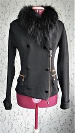 “MET” Jeans Zwart Vestje/Jasje met losse bont-kraag maat S, Zwart, Ophalen of Verzenden, Zo goed als nieuw, MET Injeans