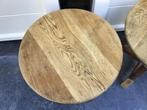 VINTAGE MASSIEF EIKEN STOER “ BIJZETTAFEL “1950/60, Ophalen of Verzenden, Rond