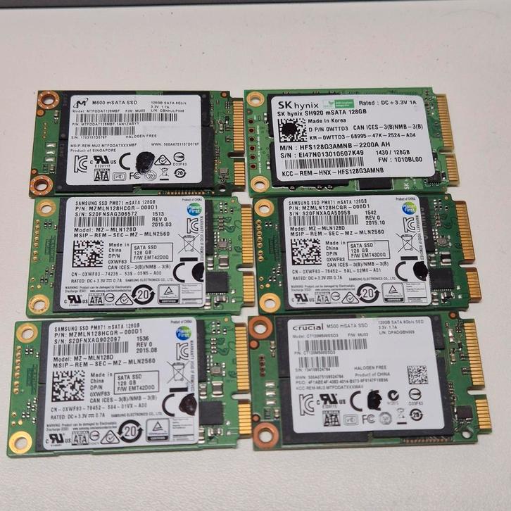 Diverse merken 120/128GB Msata SSD, Computers en Software, Harde schijven, Gebruikt, Laptop, Intern, SSD, Overige aansluitingen