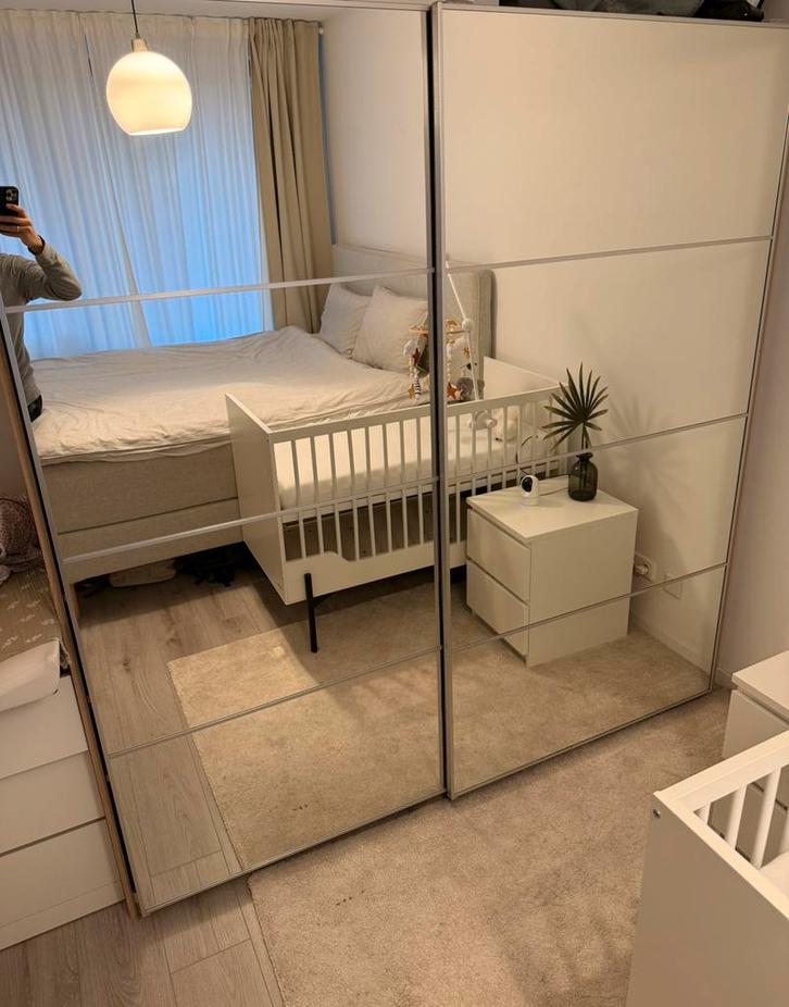 IKEA PAX kledingkast – met spiegel schuifdeuren, Huis en Inrichting, Kasten | Kledingkasten, Gebruikt, 200 cm of meer, 200 cm of meer