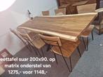 suar boomstam eettafel, bartafel, salontafel enz 10% korting, Huis en Inrichting, Tafels | Eettafels, Teakhout, Industrieel suar interieur