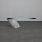 Oval Coffee Table in Marble and Glass by Ronald Schmitt, 70s, Ophalen, Huis en Inrichting