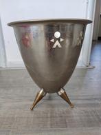 Vintage Alessi style wijnkoeler van RvS met messing pootjes, Ophalen of Verzenden, Gebruikt