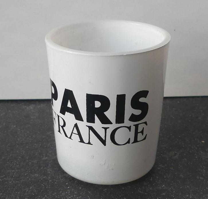 Gusta waxinelichthouder Paris France wit glazen partylight, Huis en Inrichting, Woonaccessoires | Kandelaars en Kaarsen, Gebruikt