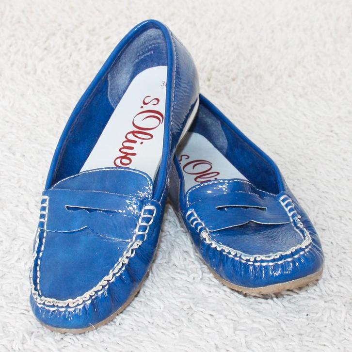 Prachtige Leren s.Oliver Instappers (Maat 36) s16 € 30,-, Kleding | Dames, Schoenen, Zo goed als nieuw, Instappers, Blauw, Ophalen of Verzenden