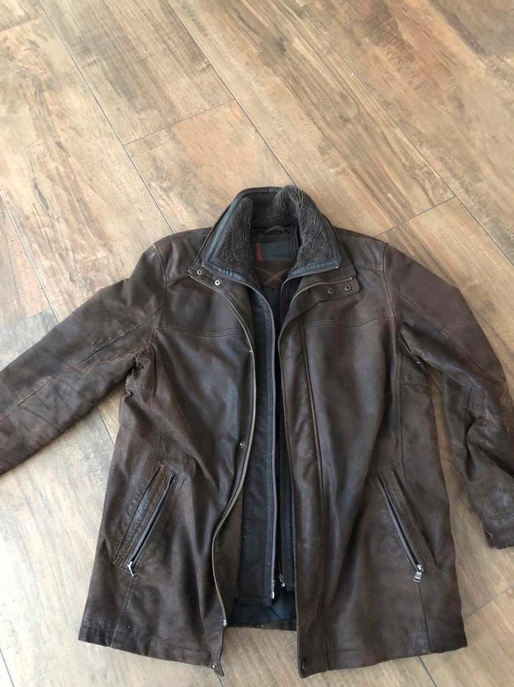 Bruine leren jas maat 54 merk Donar, Kleding | Heren, Jassen | Winter, Gedragen, Maat 52/54 (L), Bruin, Ophalen