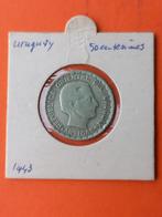 Uruguay 50 centimos 1943 zilver, Postzegels en Munten, Munten | Amerika, Zilver, Ophalen of Verzenden