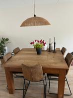 Prachtige Teak houten eettafel 140x140 met vier stoelen, Huis en Inrichting, Tafels | Eettafels, Ophalen, Zo goed als nieuw, Vijf personen of meer