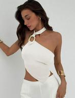 Witte Top met Gouden Ring, Kleding | Dames, Tops, Wit, Nieuw, Ophalen of Verzenden, Maat 36 (S)