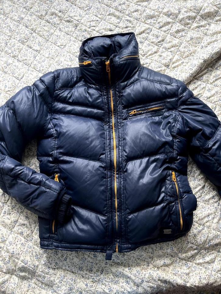 Diesel donsjas donkerblauw met gele details, Kleding | Heren, Jassen | Winter, Gedragen, Maat 46 (S) of kleiner, Blauw, Ophalen of Verzenden