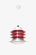 Vintage Lakro hanglamp gelaagd aluminium – rood, Huis en Inrichting, Lampen | Hanglampen, Gebruikt, Info@froufrous.nl, Lakro, 75 cm of meer