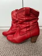 Rode leren enkellaarsjes mt 37, Lage of Enkellaarzen, Ophalen of Verzenden, Gedragen, Rood