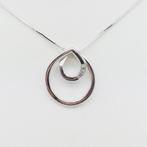 Zilveren hanger met diamant aan collier, Gebruikt, Verzenden, Nvt, Met edelsteen