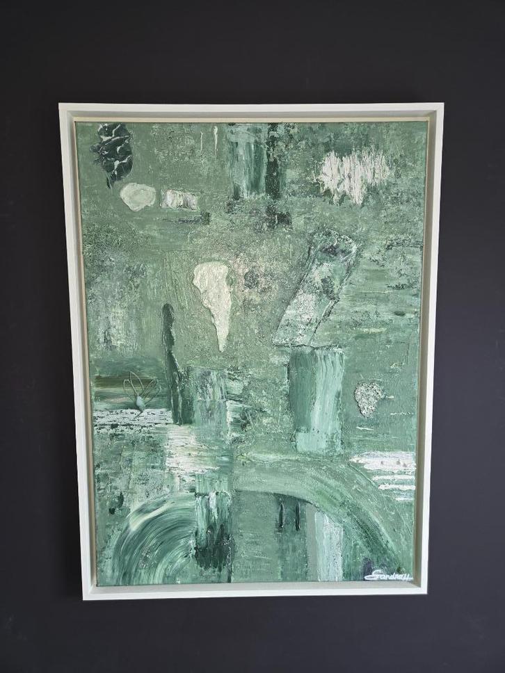 Origineel Werk Sandra Hapers "Thoughts in the Park" 50x70, Antiek en Kunst, Kunst | Schilderijen | Abstract, Ophalen of Verzenden