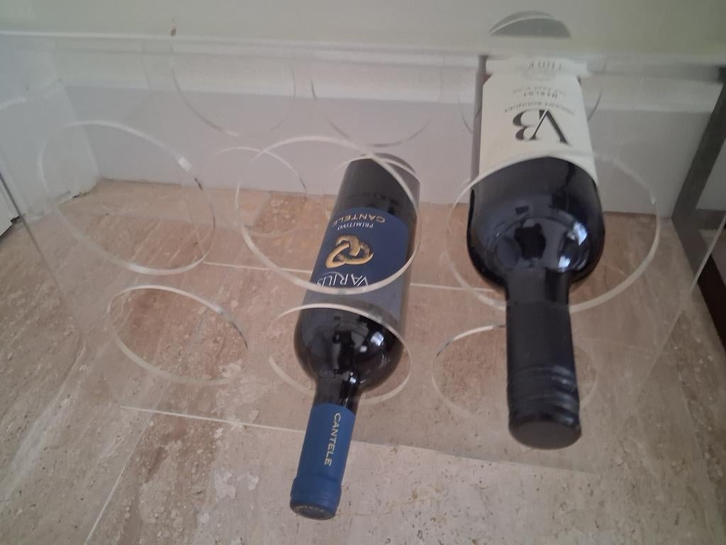 Transparante wijnrek voor 6 flessen, Ophalen, Kunststof, 5 tot 15 flessen, Zo goed als nieuw