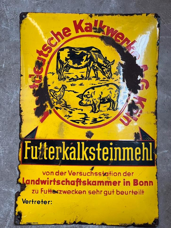 Antiek bol emaille reclamebord, Antiek en Kunst, Curiosa en Brocante, Ophalen of Verzenden