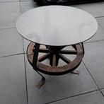 Uniek Bijzettafeltje met Wielen Onderstel, Minder dan 55 cm, Gebruikt, Metaal of Aluminium, Rond