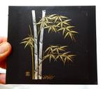 Japans plaquette: handgeschilderd bamboe, goud. Gesigneerd, Ophalen of Verzenden