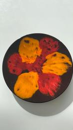 Wandbord fat lava style bruin, geel en roodoranje, Ophalen of Verzenden