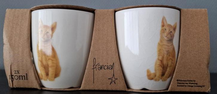 Francien Katten Koffiemokjes 02, Huis en Inrichting, Keuken | Servies, Zo goed als nieuw, Kop(pen) en/of Schotel(s), Overige stijlen