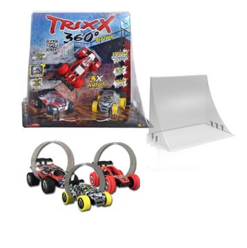 Trixx 360  3 Stuntcars rood-wit-rood EXTRA GROTE STUNTRAMP beschikbaar voor biedingen