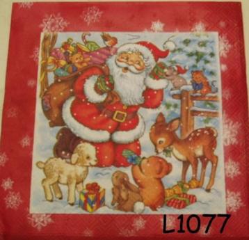 Servetten decoupage/bullet journal * kerstman+dieren L1077 beschikbaar voor biedingen
