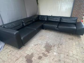 Zwart lederen hoekbank van Touche beschikbaar voor biedingen