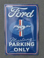 Ford Mustang parking only bord | 20x30cm | blauw | nieuw, Nieuw, Reclamebord, Ophalen of Verzenden