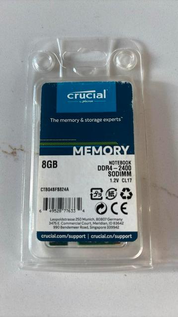 Crucial 8GB laptop RAM geheugen DDR4 2400 MT/S 1.2V beschikbaar voor biedingen