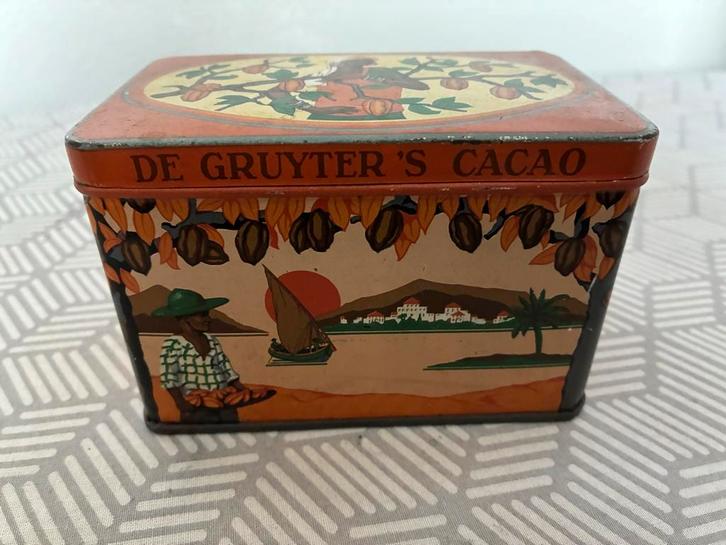 De Gruyter's Cacao Blik / oranjemerk - Vintage - gaaf, Antiek en Kunst, Antiek | Tin, Ophalen of Verzenden
