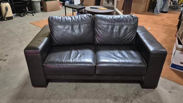 Mooie leren bank - 2 zits, Huis en Inrichting, Banken | Bankstellen, Gebruikt, Rechte bank, Tweepersoons, 150 tot 200 cm, 75 tot 100 cm