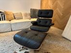 Cavel lounge chair zwart vintage + hocker/ottoman, 75 tot 100 cm, Leer, Ophalen of Verzenden, 75 tot 100 cm