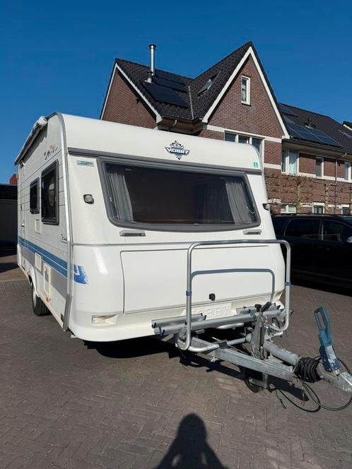 Hobby 440 de luxe, Caravans en Kamperen, Caravans, Particulier, tot en met 3, 750 - 1000 kg, Treinzit, Hobby, Dwarsbed, 4 tot 5 meter