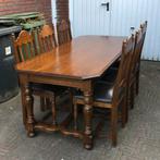 Te koop   eiken uitschuifbare eettafel met 6 eiken stoelen, Huis en Inrichting, Complete eetkamers, Ophalen of Verzenden, Zo goed als nieuw