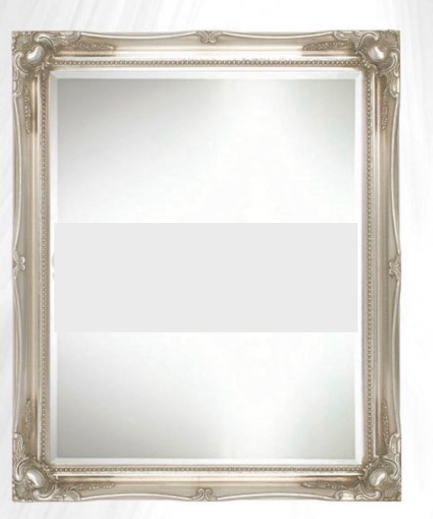 barok spiegel, zilver, facetglas, 86x61 cm, Huis en Inrichting, Woonaccessoires | Spiegels, Ophalen, Minder dan 50 cm, Zo goed als nieuw