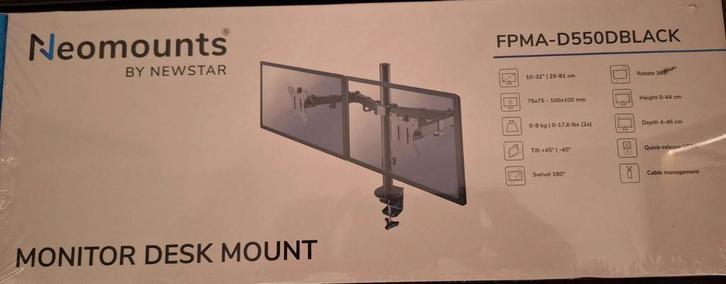 Dual Monitor Standaard - Nieuw in Doos! (Neomounts), Computers en Software, Monitoren, Nieuw, Ophalen of Verzenden