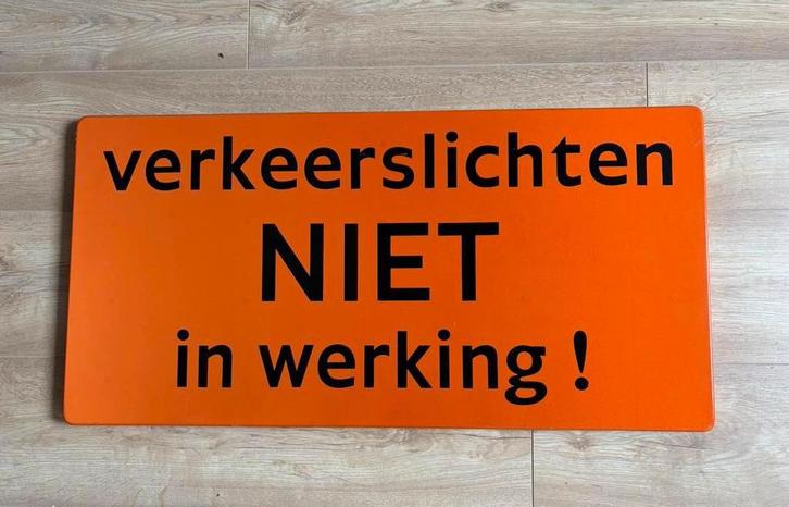Verkeersbord verkeerslichten niet in werking 40 x 80 cm, Verzamelen, Overige Verzamelen, Gebruikt, Ophalen