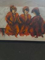 Schilderij 3 mannen met relief, Antiek en Kunst, Ophalen