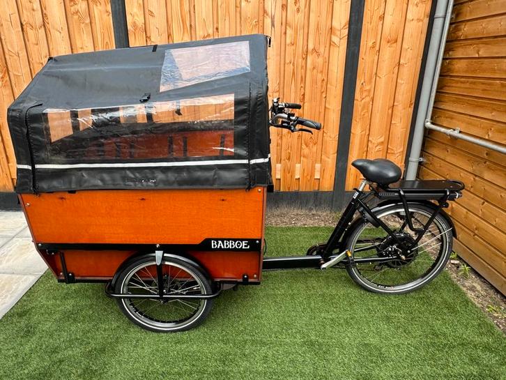 Elektrische Babboe Max met huif, Fietsen en Brommers, Fietsen | Bakfietsen, Zo goed als nieuw, Overige merken, 4 kinderen of meer